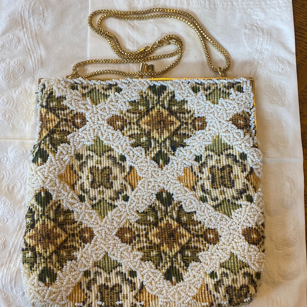 Vintage beaded tapestry handbag
